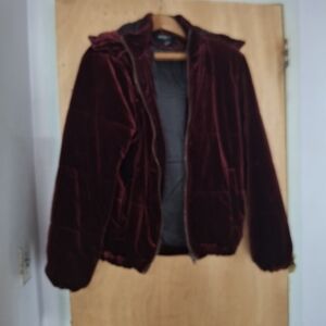 Forever 21 Burgundy Velvet Puffer Jacket